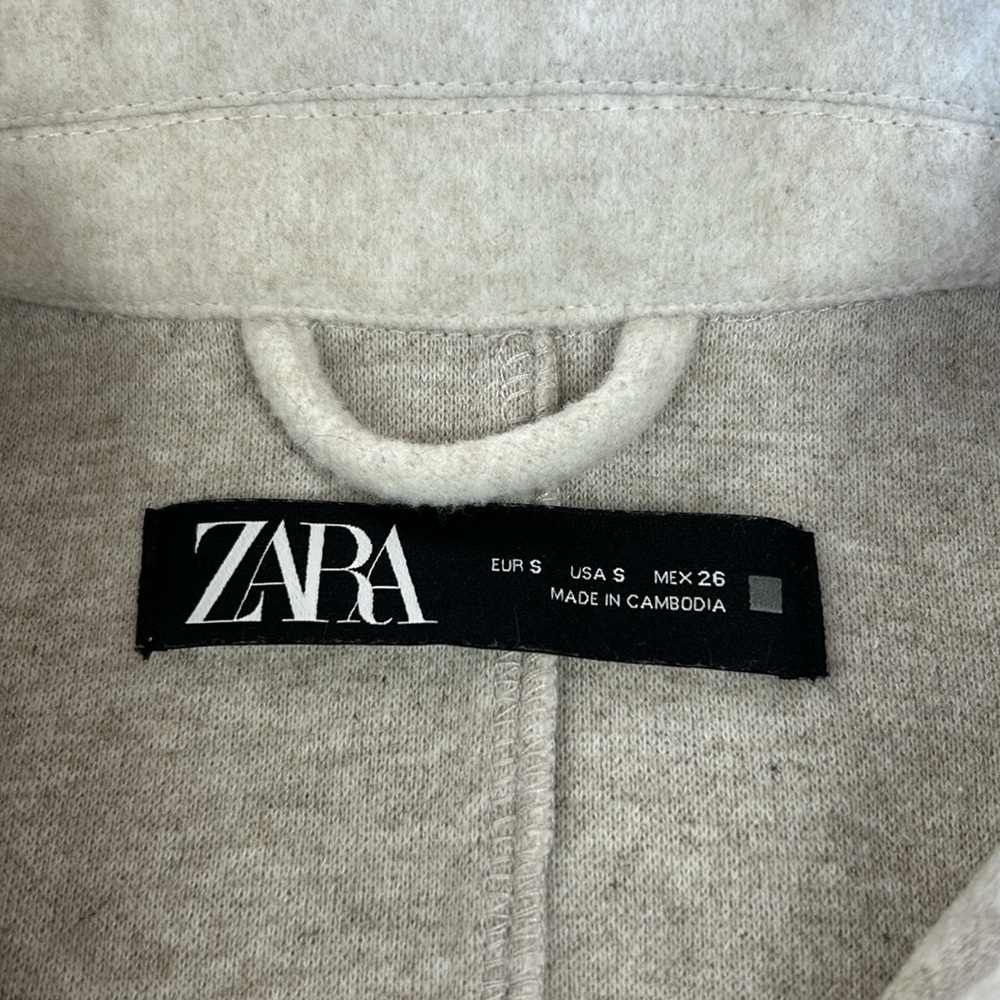 Zara Soft-Touch Overshirt Oversized Shacket Woman’s Size Small Light Gray - Picture 16 of 17